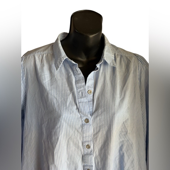 Anthropologie Sally Tunic shirt button down blue stripe Dress Size small prelove - Picture 8 of 12